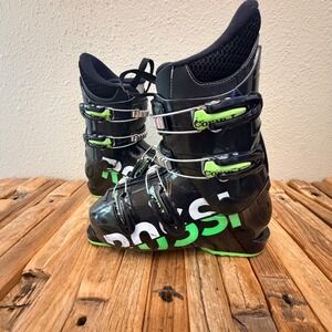 Rossignol Comp J Ski Boots Size 24.5 Black Green 4-Buckle Youth Junior 285mm